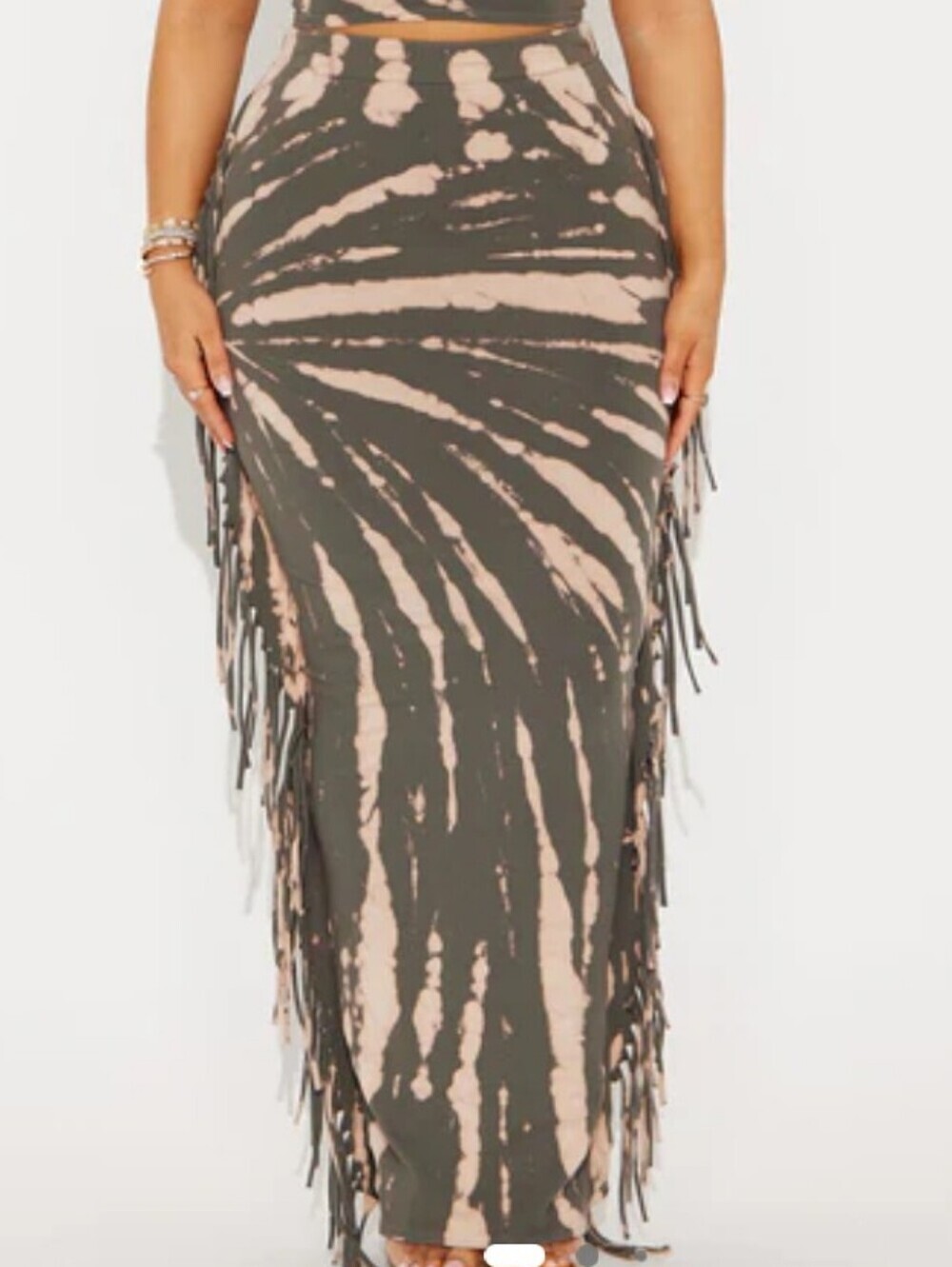 Fashion Nova Black And Gray Tie-Dye Maxi Skirt Festival Nights